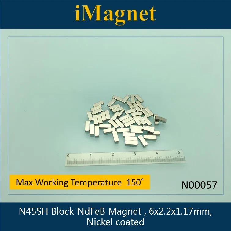 N00057 20 шт. Блок редкоземельный неодимовый магнит 6x2 2x1 17 мм NdFeB с никелевым