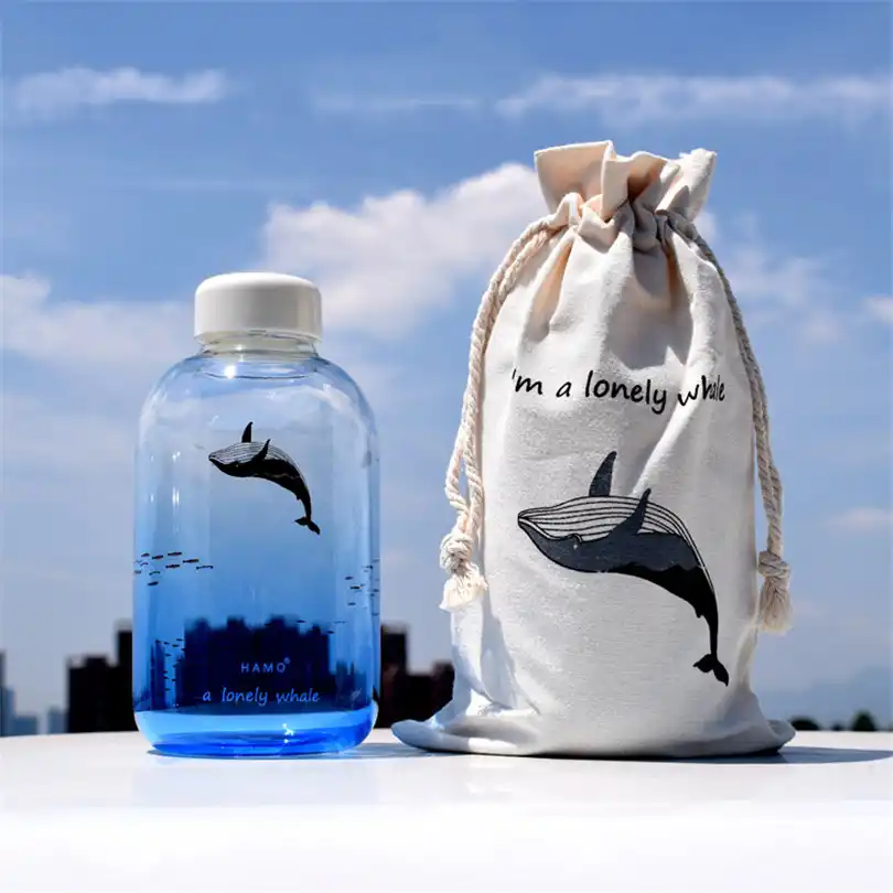 Bouteille D Eau En Verre Avec Sac De 600ml Motif De Baleine Dessin Anime Ocean Ma Bouteille En Verre Fruit Sport En Plein Air Bouteille D Eau Pour Velo Aliexpress