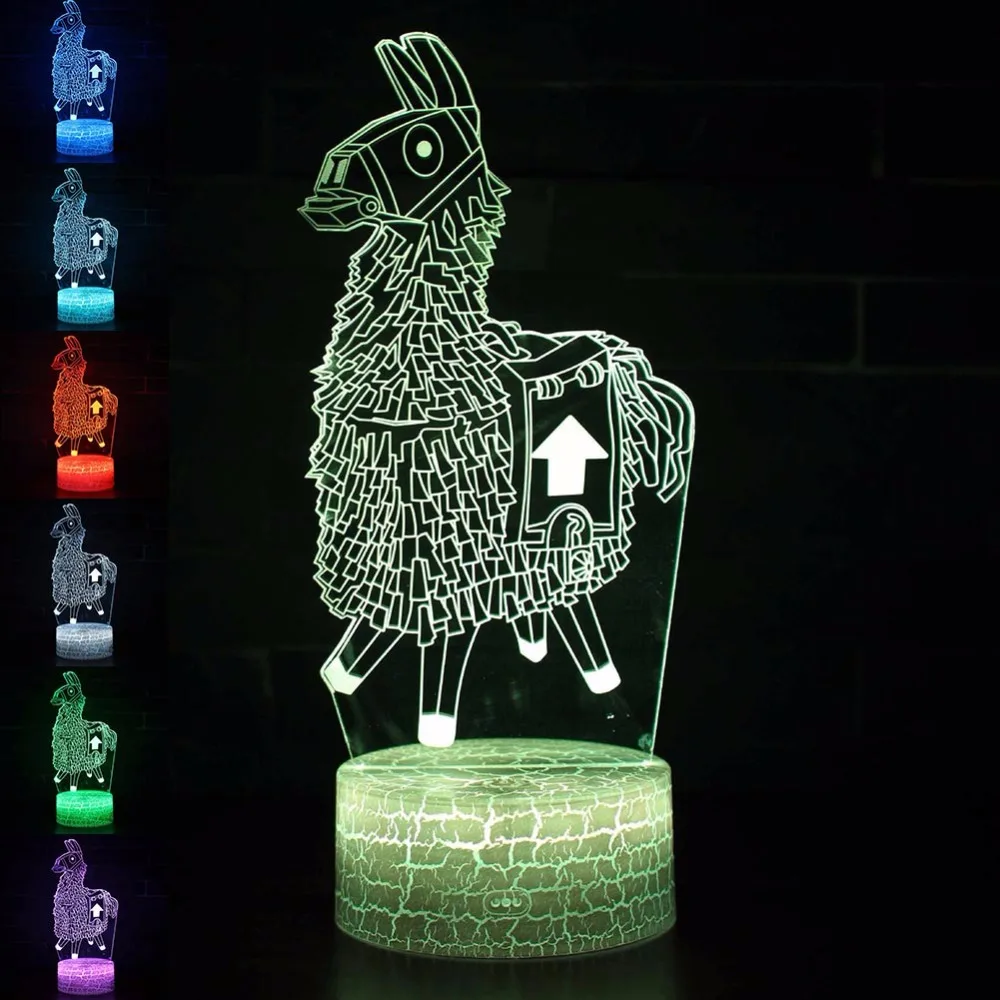 

Alpaca 3D Lamp Alpaca Llama Nightlight RGB Crackle Base Mood Lamp Night Light Scar Base for Birthday Christmas Toys Kids Gifts