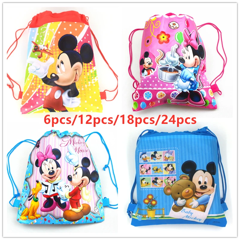 Hot Diseny Mickey Non-Woven Drawstring Bag Cute Backpack For Children