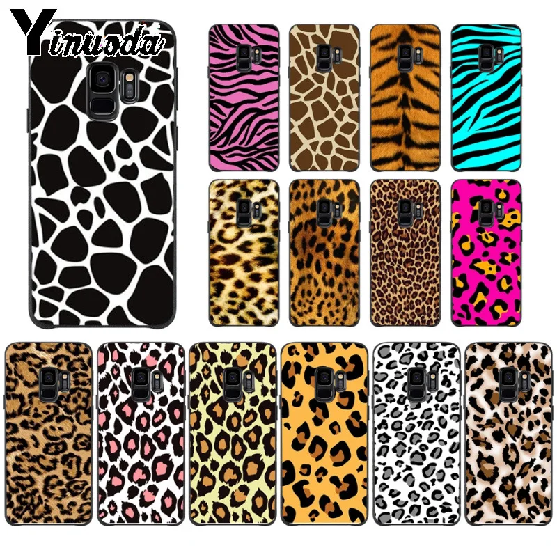 

Yinuoda giraffe leopard tiger zebra Wild Print Black Cell Phone Case For Samsung Galaxy s9 s8 plus note 8 note9 s7 Cases
