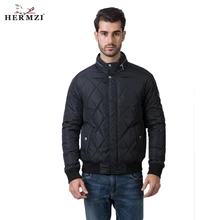 HERMZI Новая Коллекция Бомбер Весна Осень Модное Мужское Пальто Повседневная Куртка Черный Синепон Стеганая Куртка Потайной Капюшон Европейский Размер