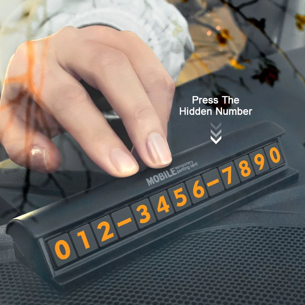 

Car Parking Number Plate Card Sticker Vehicle Temporary Phone Number Hidden Car Styling Mobile Auto Cellphone Number Card Switch