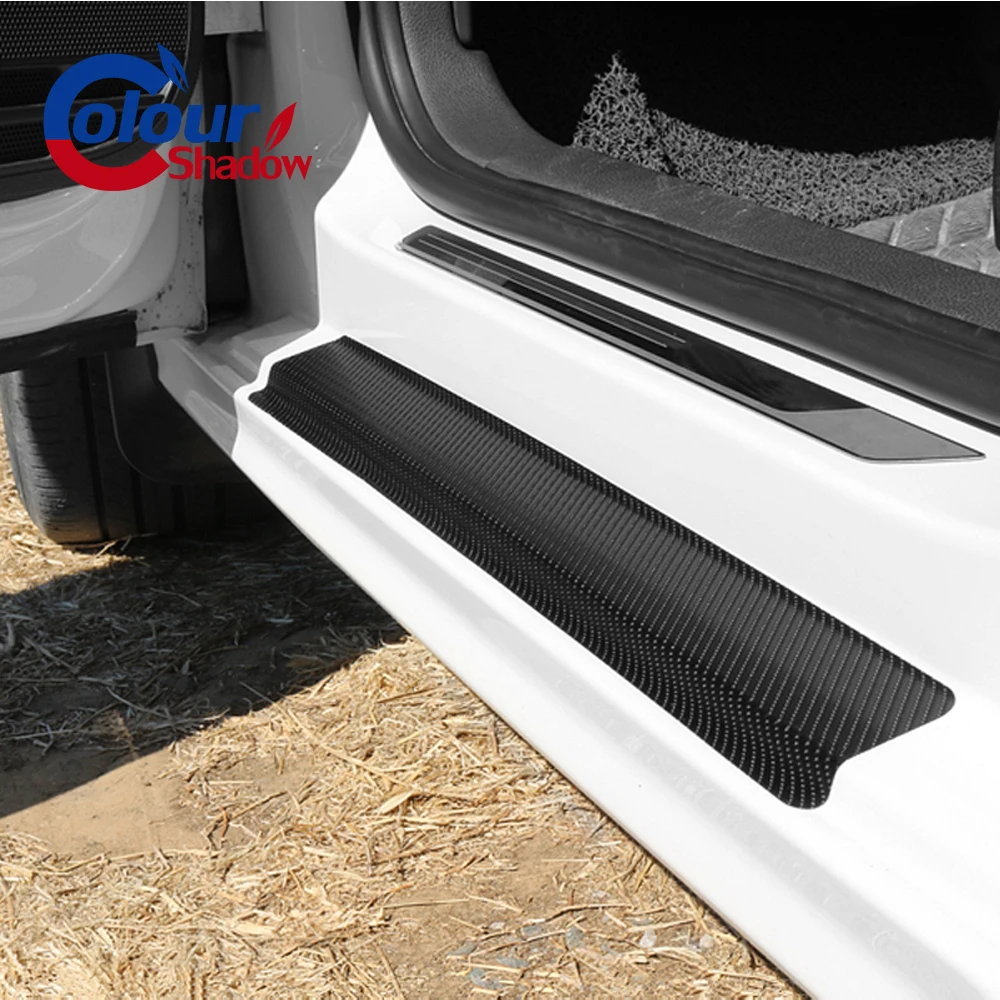 

4Pcs Universal Car Styling Stickers Carbon Fiber Black Door Sill Scuff Plate Guards Door Sill Protector Car Accessories