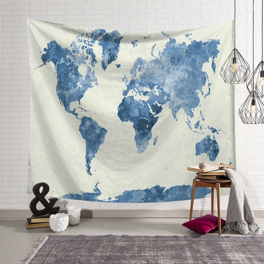 Nordic Vintage Wall Cloth Tapestries World Map Printed Macrame Tapestry Polyster Beach Towel Thin Blanket Yoga Shawl Mat