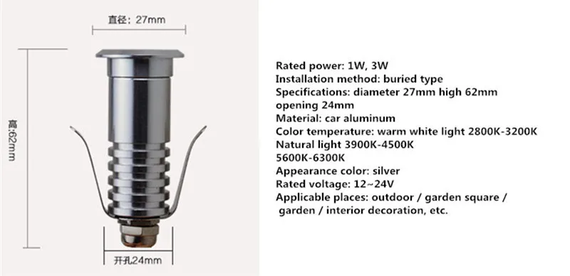 Terraza Terrasse, светильник для террасы, наружный мини Точечный светильник, подземный RGB, светодиодный светильник на палубе, 3 Вт, 12 В, 24 В, садовый светильник