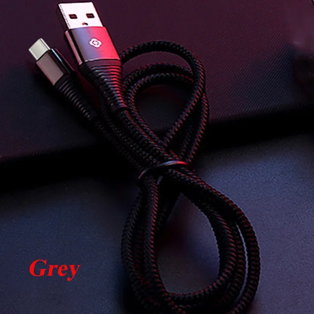 TOTU usb type C кабель для быстрой зарядки для Xiaomi huawei Sony LG 2.4A type-C USB-C шнур USB C зарядный кабель для samsung кабель - Цвет: Grey