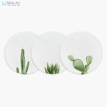 Акварель Зеленый Кактус завод минималистский Nordic Стиль Керамика подставки подарок Творческий Кафе дома Кубок Кухня дополнительный коврик напиток