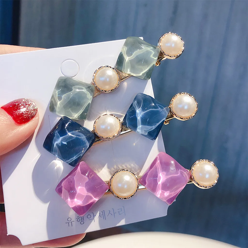 

GEMIXI New Woman Trendy Sweet Romantic Pearl Button Sen Retro Multicolor Hairpin Girl Jewelry