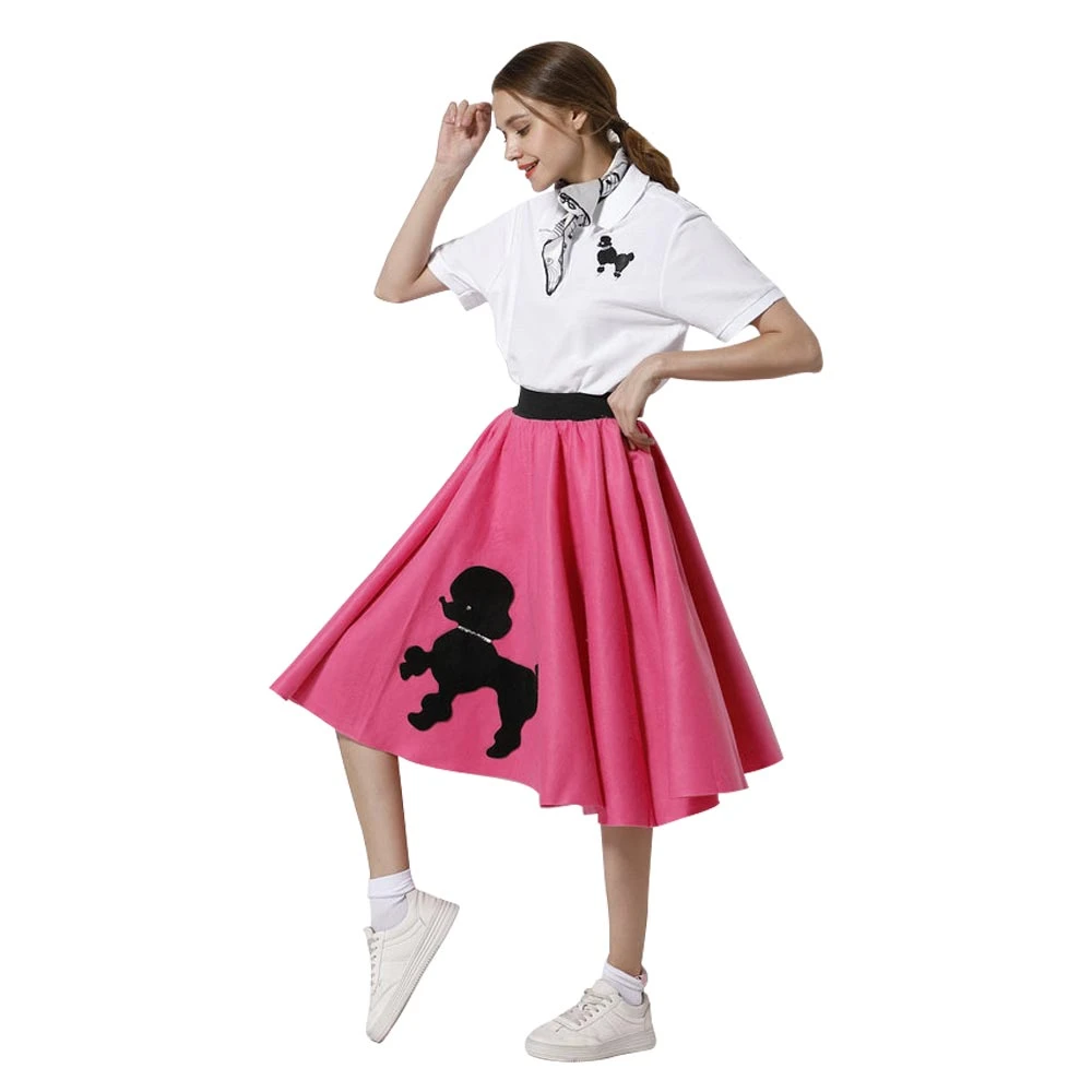 Falda de caniche con nota para mujer y adulta, bufanda estampada, vestido rosa caliente, disfraces de Cosplay de Halloween|Trajes festivos| - AliExpress