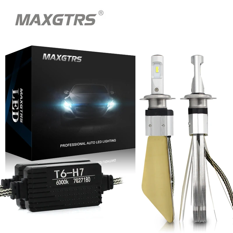 Maxgtrs H1 H3 H4 H7 H8 H11 9005 9006 9012 автомобилей светодио дный фара замена лампы CSP фары лампы с Медь охлаждения 12 В