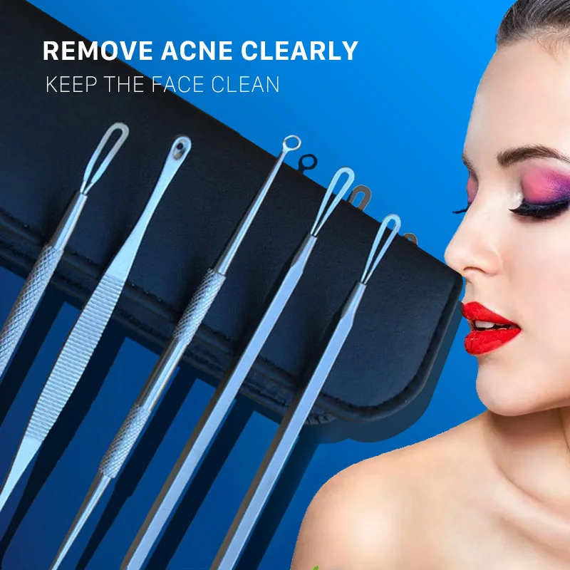 5Pcs Pimple Remover Pro Face Needles With Bag Stainless Remove Acne