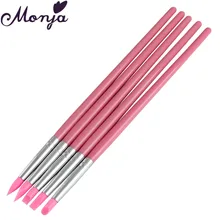 5Pcs Pink Silicone Nail Art Pen Brush Carving Pen Dotting Stamping Craft Emboss Gel Plish Tip Sculpture Painting Manicure Tool