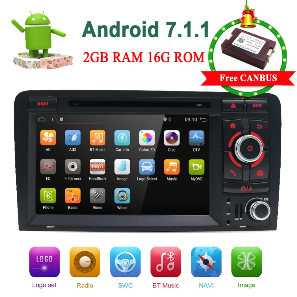 

Bosion Car Multimedia player Android 7.1 2 Din Autoradio Stereo System For Audi A3 S3 GPS radio navigation wifi Car DVD Player
