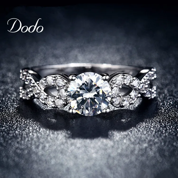Fashion Wedding Rings for women white gold plated CZ Diamond jewelry ring vintage bague female Infinity bijoux love gift DR099