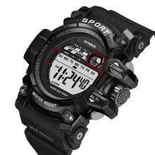 Новые черные спортивные часы 5 бар водонепроницаемые уличные модные электронные часы для мужчин люксовый бренд светодиодный военный водонепроницаемый наручные часы N