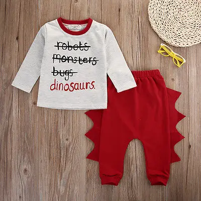 

2pcs suit!! Infant Baby Kids Boy Girl Clothes Cosplay long sleeve Top+Pant Dinosaur Outfits Set