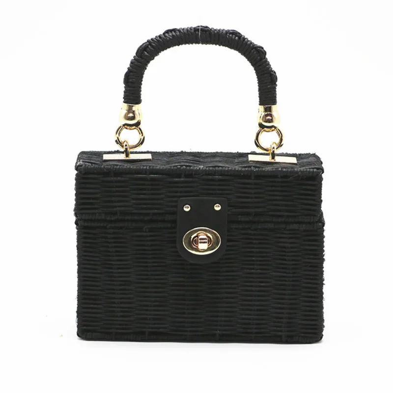 

Summer Women Bamboo Shoulder Bag Retro Art Handmade Rattan Straw Bags Vacation Travel Beach Bag Handbag Lady Shoulder Bag