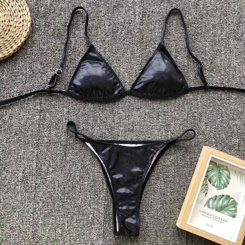

Sexy Shiny Glitter Bikini 2019 Women Swimwear Thong Female Swimsuit Two-pieces Bikini set Bather Bathing Micro Monokini 5015