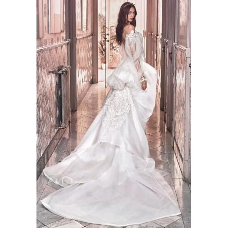 Модное Милое Свадебное торжественное платье с аппликацией со съемным шлейфом Элегантное свадебное платье с открытыми плечами и длинным рукавом