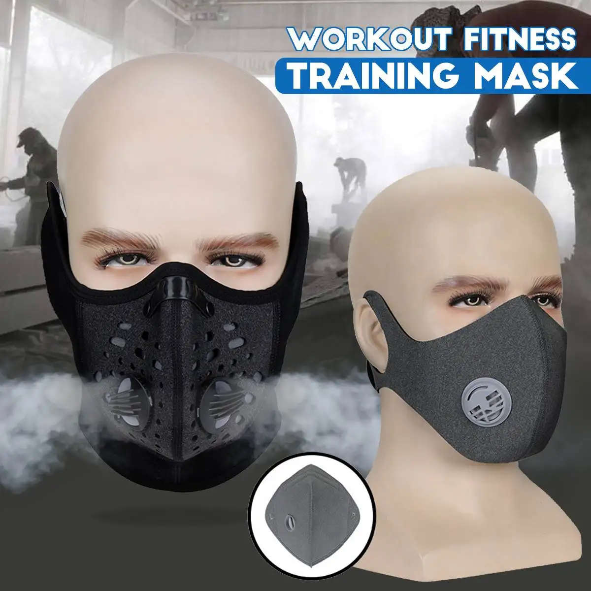 

2 Style PM2.5 Gym Workout Fitness Mask Cardio Running Respirator Mask Dust Proof Filtered Activated Carbon Half Face outdoor
