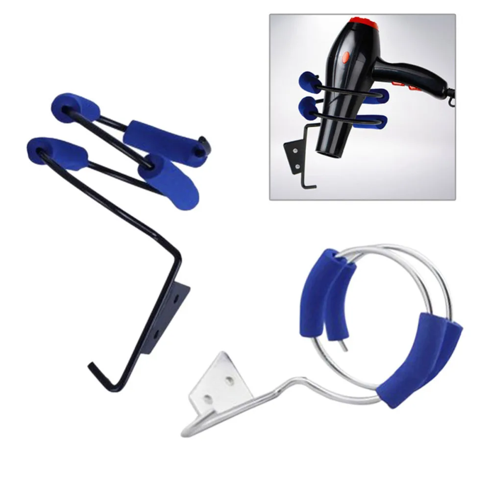 Spiral Hair Dryer Stand Holder Iron Blower Wall Mount Bracket Blackin