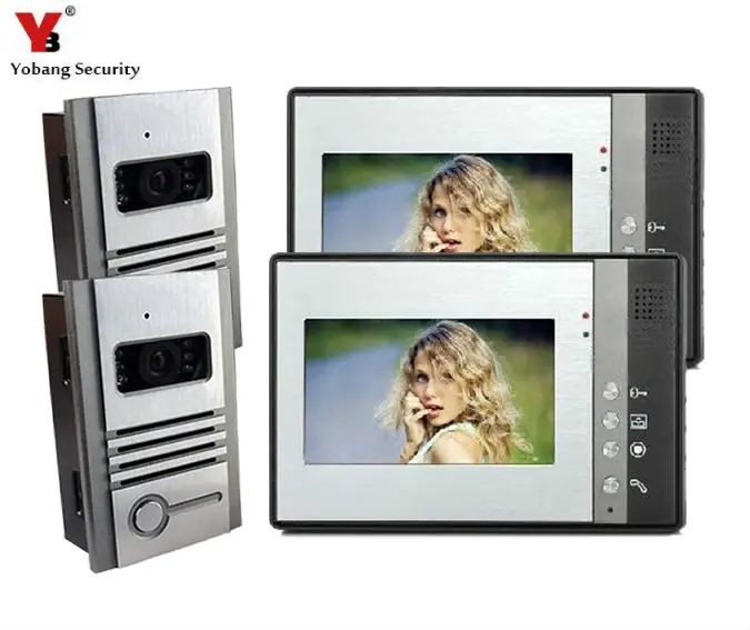 

Yobang Security Apartment Video Intercom 7" LCD Display Visual Doorbell Intercom Kit With Outdoor Metal Camera Door Monitor