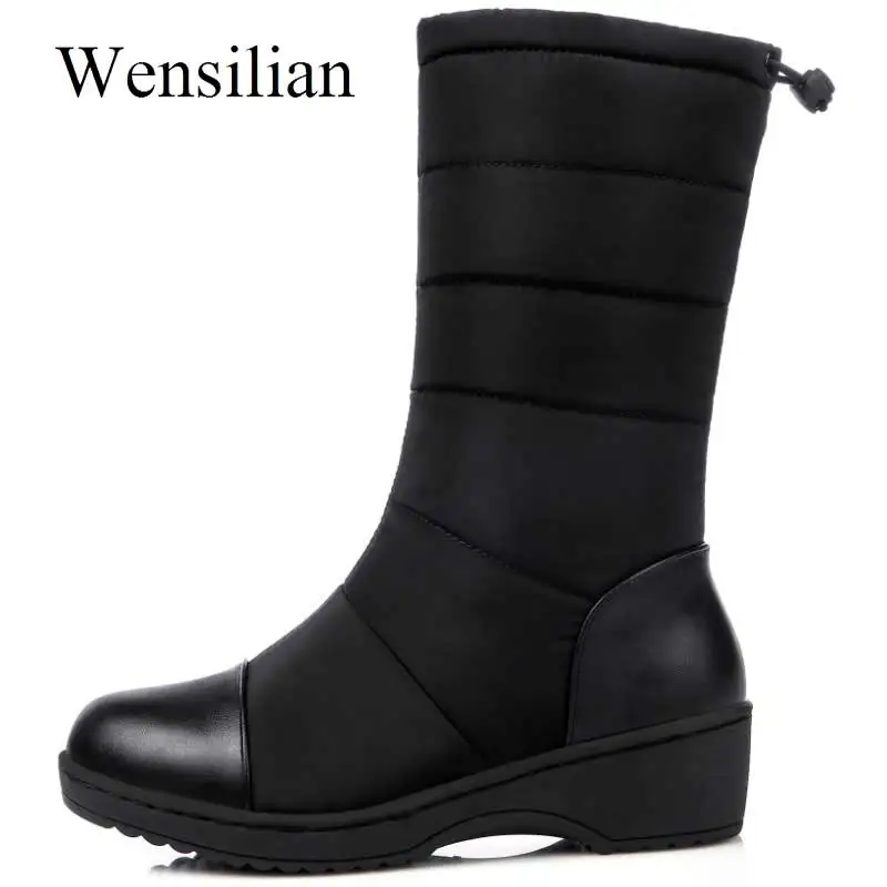 

Fashion Women Snow Boots Waterproof Down mid-calf boots Wedges Winter High Boots Plush Platform Bottes Zapatos Mujer