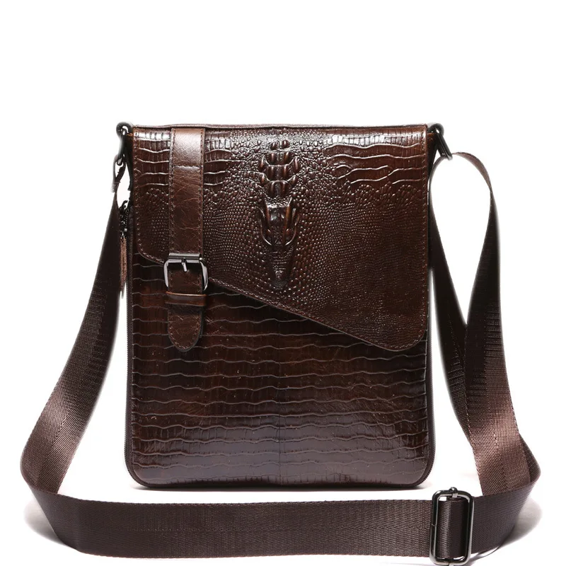 8239 Wholesale 2017 New male crocodile embossed leather cowhide business casual men Shoulder Bag ...
