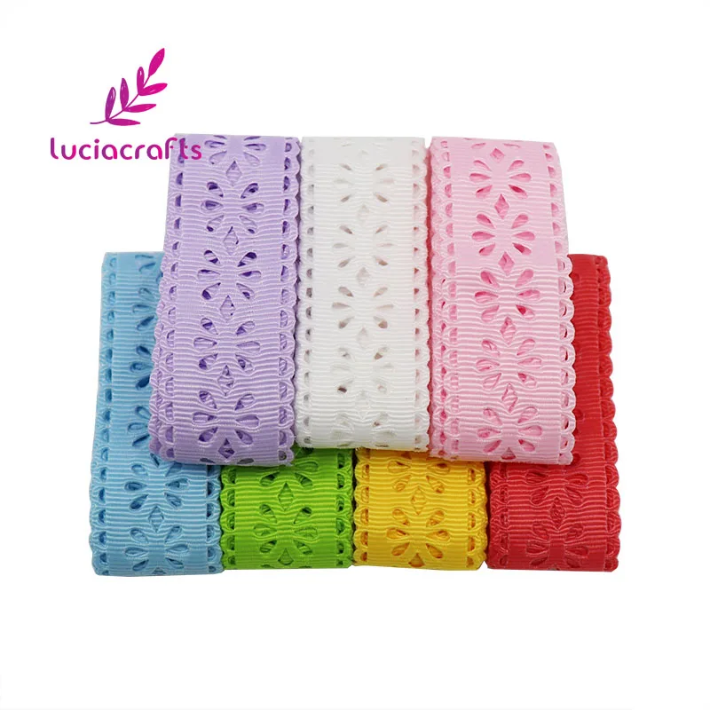 Lucia crafts 2y/7y с фокусным расстоянием 25 мм выдалбливают Стиль Grosgrain ленты DIY Швейные отделка Ленточные ручной работы материалы украшения P0502