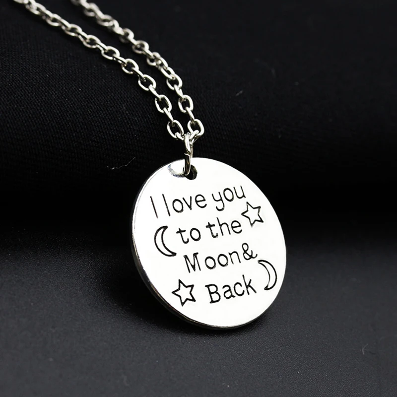Простой металлический круглый кулон с надписью I love you to the moon &amp back и ожерелье для