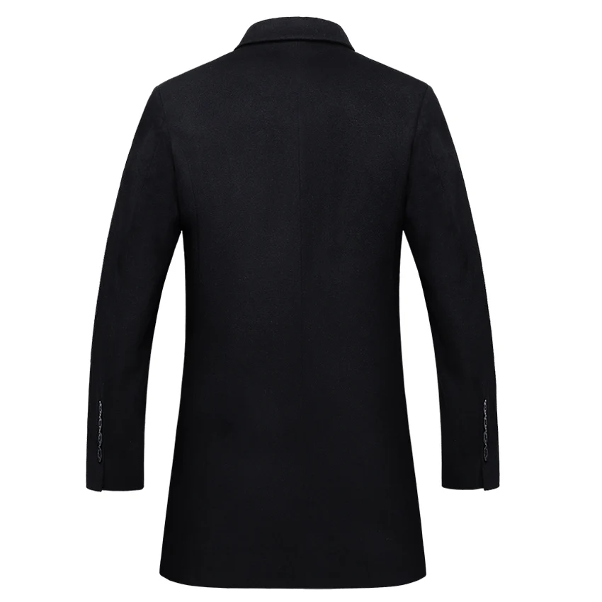 EICHOS High Quality Woolen Peacoat Men Slim Fit Solid Color Overcoat Long Man Autumn Male Wool Blend Casaco Masculino