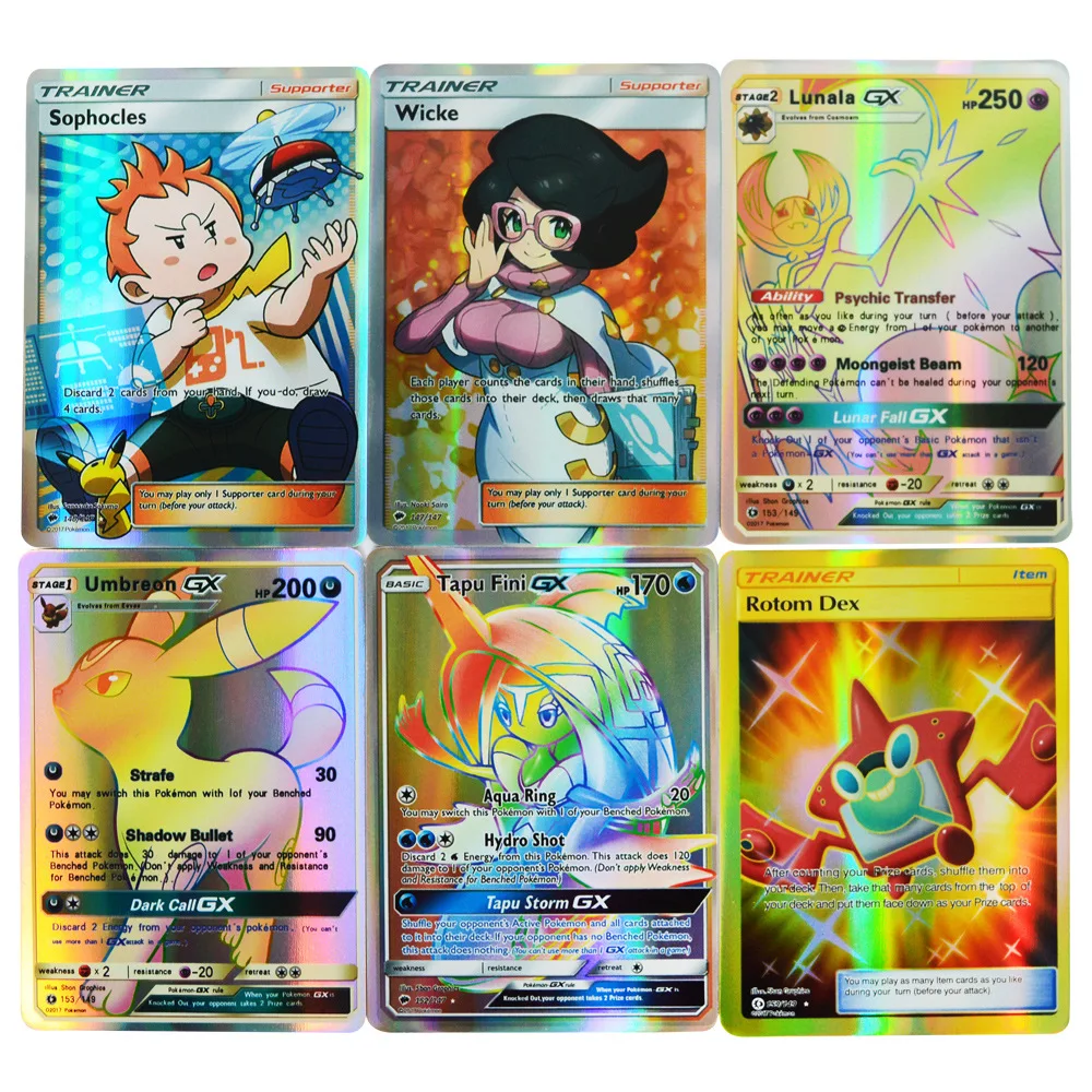 200, 100, 60 шт., без повтора, для pokemones, GX EX, Мега карты, игрушка, игра, битва, карт, торговля, энергия, блестящие карты, детская коллекция