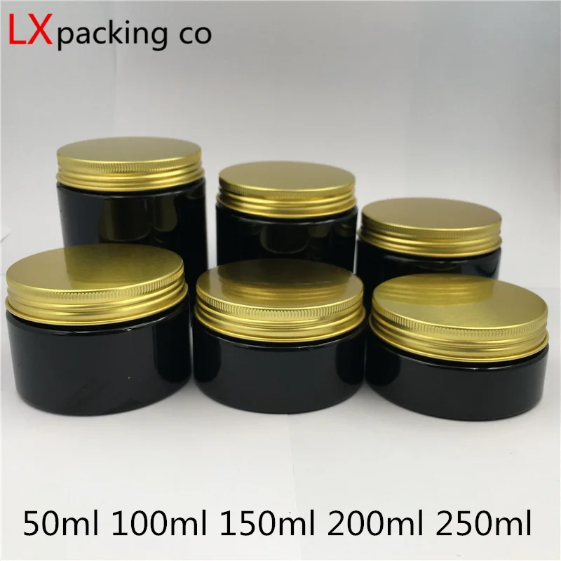 

30 Pcs Free Shipping 100 150 200 250 Ml Bank Plastic Bottle Factory 3 4 5 8 OZ Black Empty Jar Sealed Spice Sample Container