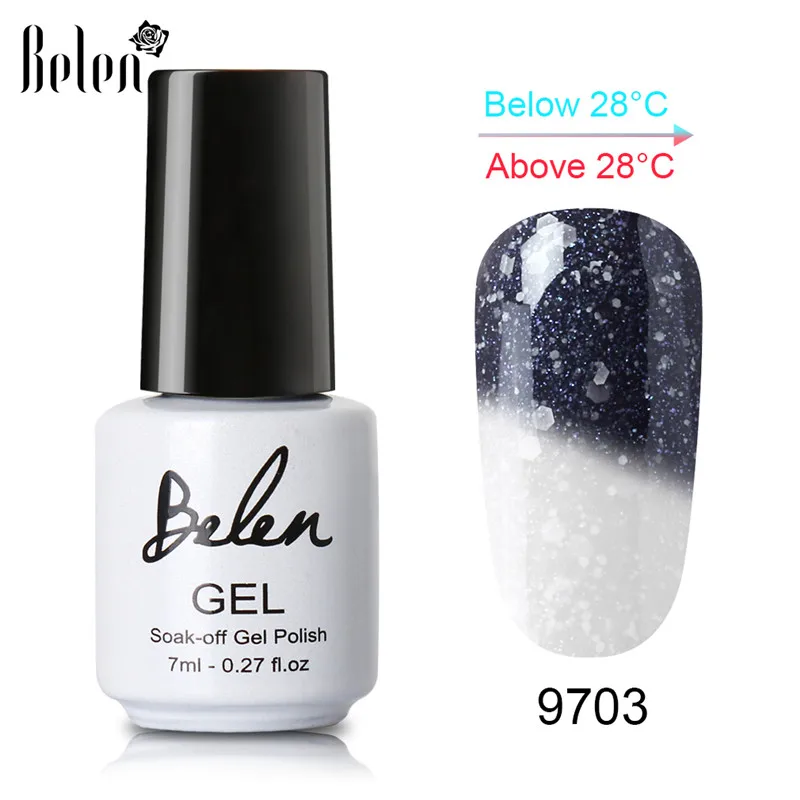 Belen, 7 мл, снежный термогель-хамелеон, меняющий температуру, Цветной Гель-лак для самостоятельного дизайна ногтей, цветной УФ-Гель-лак, базовый топ - Цвет: 003