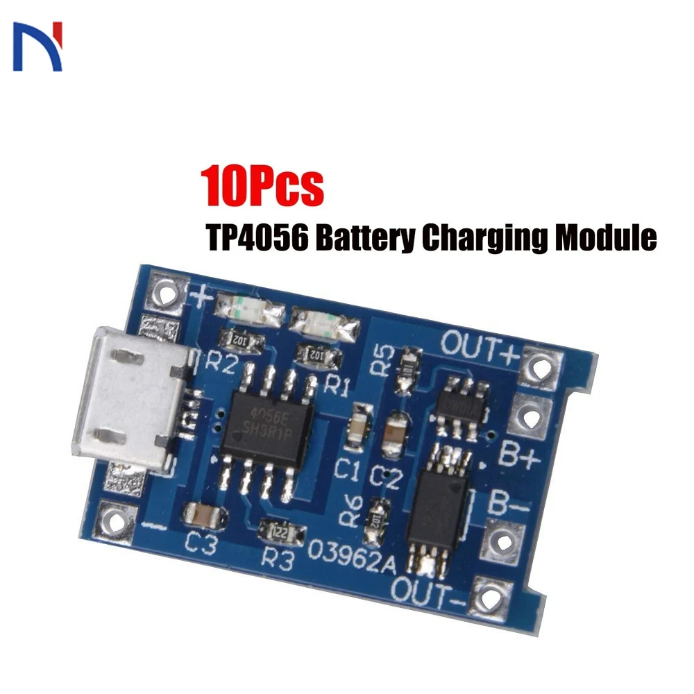 

10pcs TP4056 5V 1A Micro USB Module 18650 Lithium Battery Charging Board Charger Module Protection Dual Functions