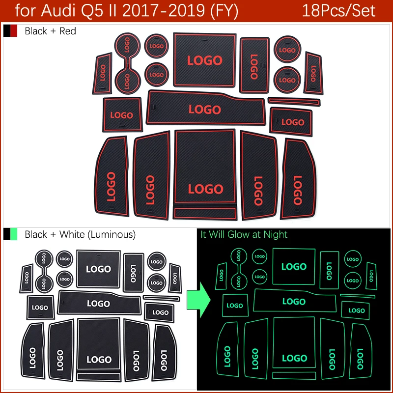 Противоскользящие резиновые ворота слот чашки коврик для Audi Q5 FY Q7 4L 2006- Q7 4M SLine S-Line аксессуары наклейки