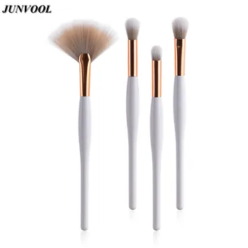 

Fan Shape White Gold Makeup Brush 4Pcs Eyeshadow Eyebrow Blush Powder Foundation Facial Brushes Cosmetic Beauty Make Up Tools