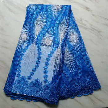 

African Tulle Lace Fabric 2019 African French Net Lace Fabric High Quality With Plenty Of Stones Nigerian Embroidery pl65-1383