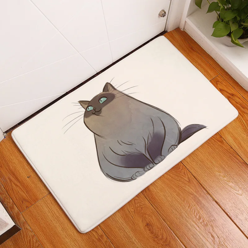 

Animal Shorthair Persian Cat Entry Hallway Mat Green Leaves Farmhouse Stripe Rug Yellow Weed Baby Birth Gifts Large Sponge Warm