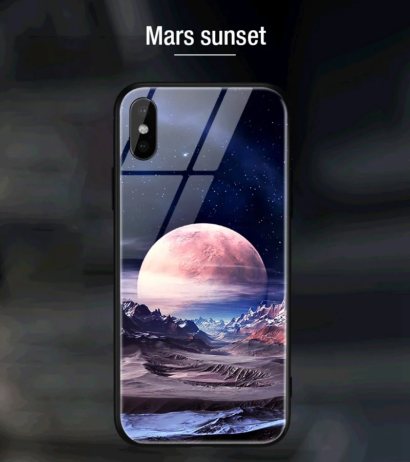 Hisomone Star Space Phone Case For iphone X Cute Patterned Tempered Glass Cover For iPhone 7 8 Plus 6 6S Soft Edge Silicone Capa