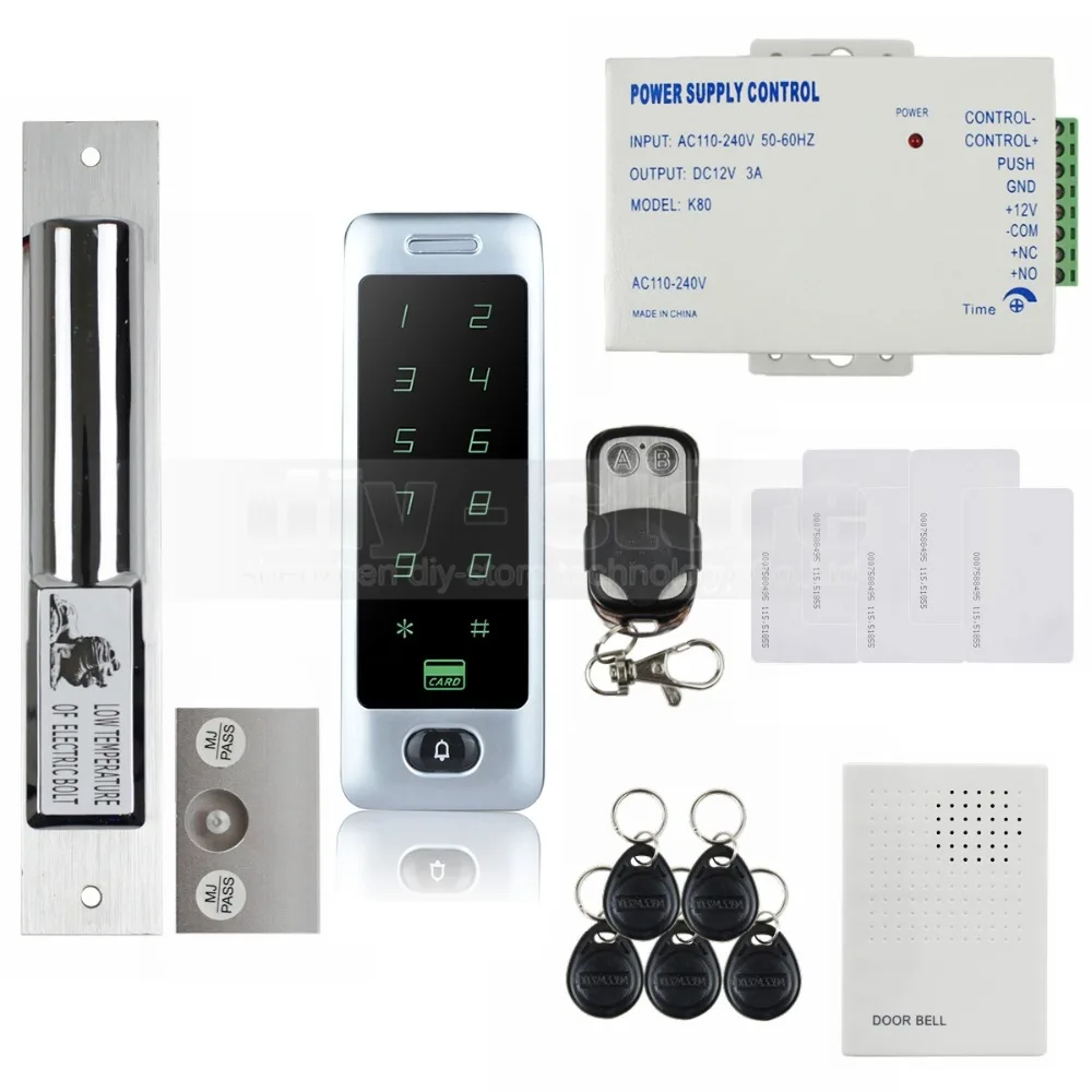 DIYSECUR Electric Bolt Lock 125KHz RFID Reader Password Keypad Remote