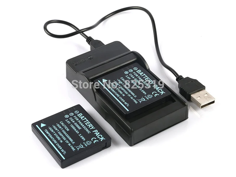 

2pc CGA-S008 DMW-BCE10 Rechargeable Battery Pack Camera Batteries + Charger for Panasonic HM-TA1 SDR-SW21 SDR-SW28 VW-VBJ10