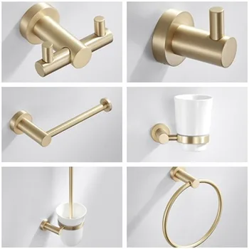 

MTTUZK Brass Brushed Gold Paper Holder Wall Mounted Bath Hardware Sets robe hook Toothbrush holder Toilet brush Soap dish