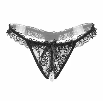 

VDOGRIR Underwear Women Sexy Transparent Briefs Thongs G-String With Pearl Sexy Lace Seamless Panties Underpant Women Lingerie