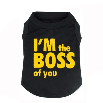 Футболки с принтом «I am the boss of you» для щенков, футболки, летняя одежда, футболки для маленьких и средних и больших размеров