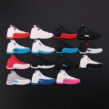 New Mini Jordan 12 Keychain Shoe Men Wome Kids Key Ring Gift Basketball Sneaker Key Chain Key Holder Porte Clef mini silicone sply 350 v2 shoes keychain woman bag charm men kids key ring gift sneaker key chain acessorios porte clef