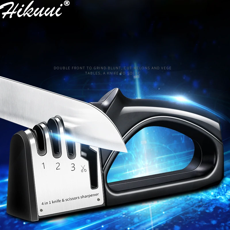 

New Knife Sharpener 4 Stages Kitchen Knives Grinder Diamond Ceramic Stone Tungsten Sharpener Scissors Knife Tools