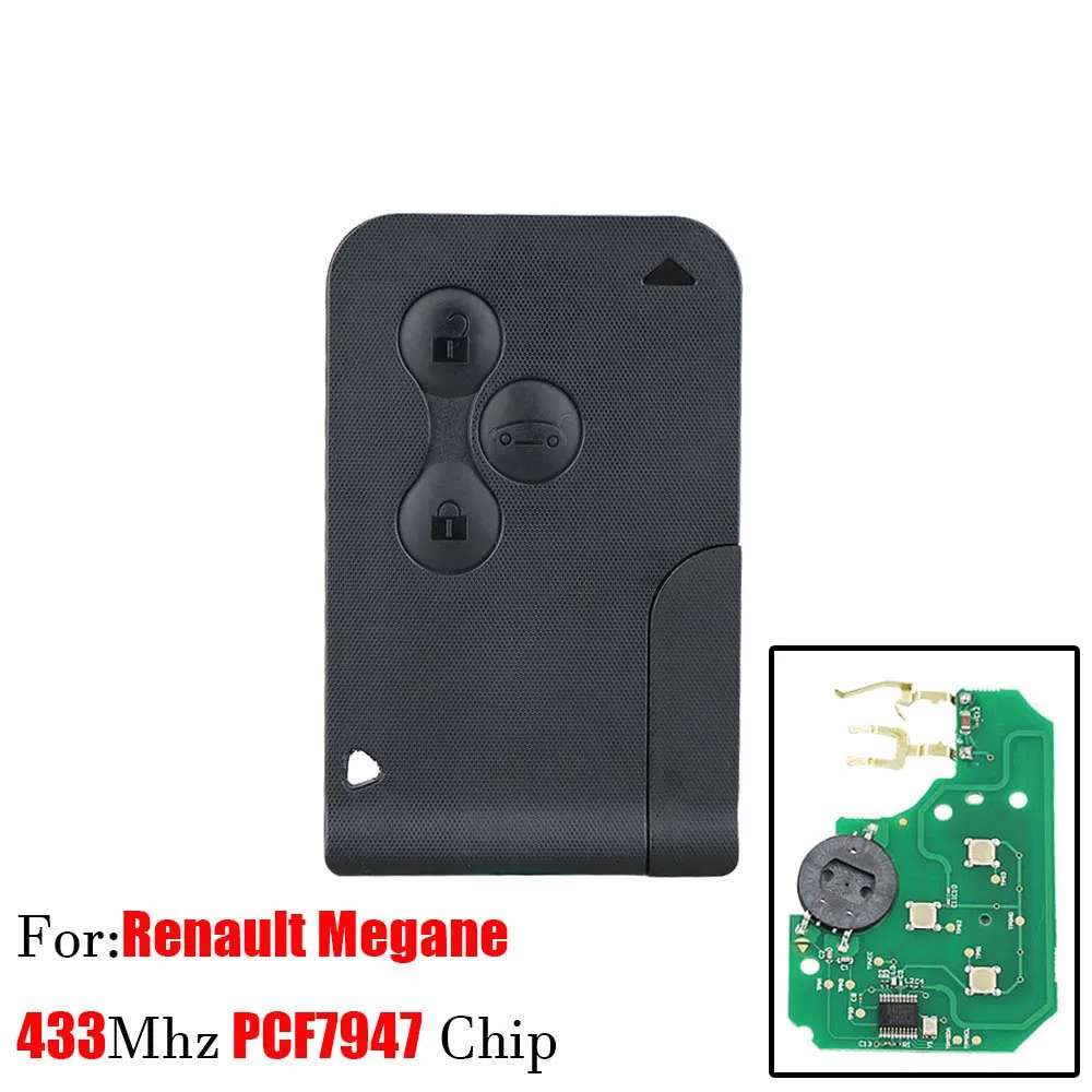 QWMEND High Quality Smart Card For Renault Megane Scenic Grand 2003 2004 2005 2006 2007 2008 Remote Key 7947 Chip 433Mhz - Количество кнопок: Black buttons