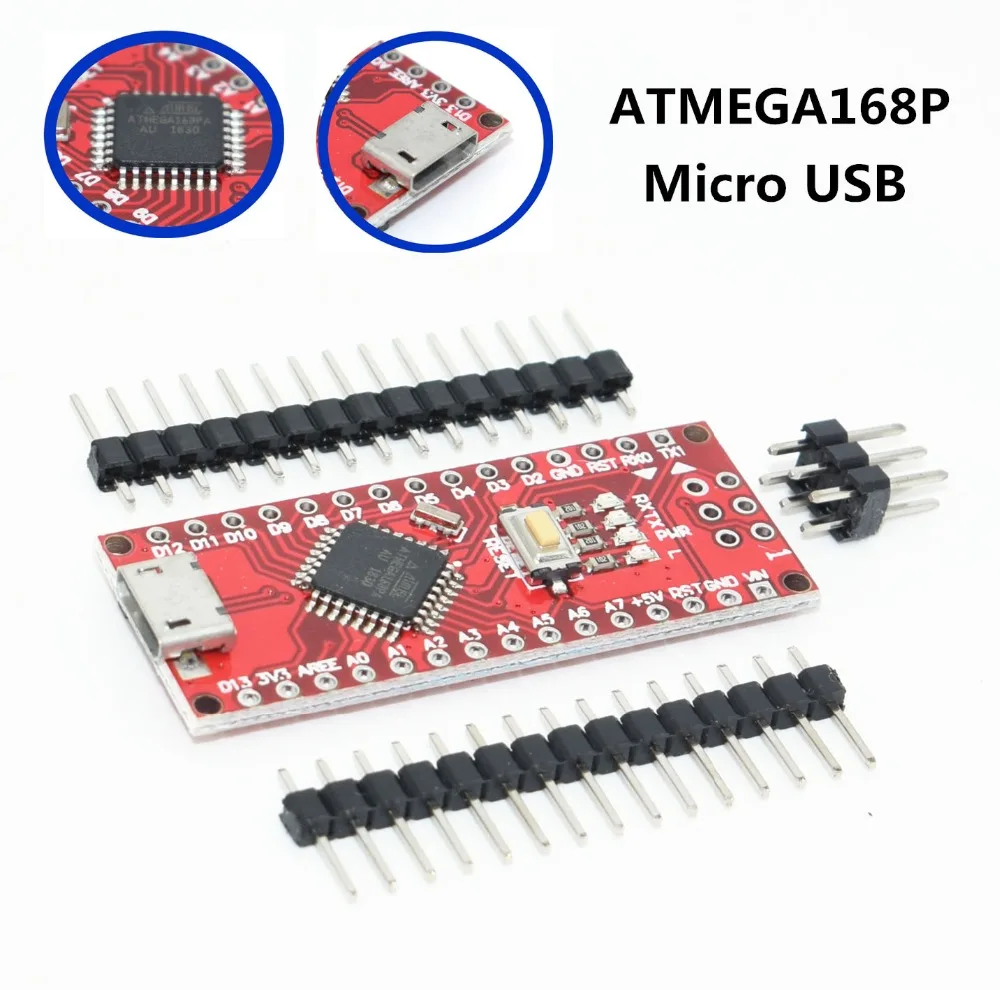 100 шт. Micro USB Nano с Загрузчиком ATMEGA168P 3 0 контроллер совместимый v3.0 CH340 драйвер 16 МГц